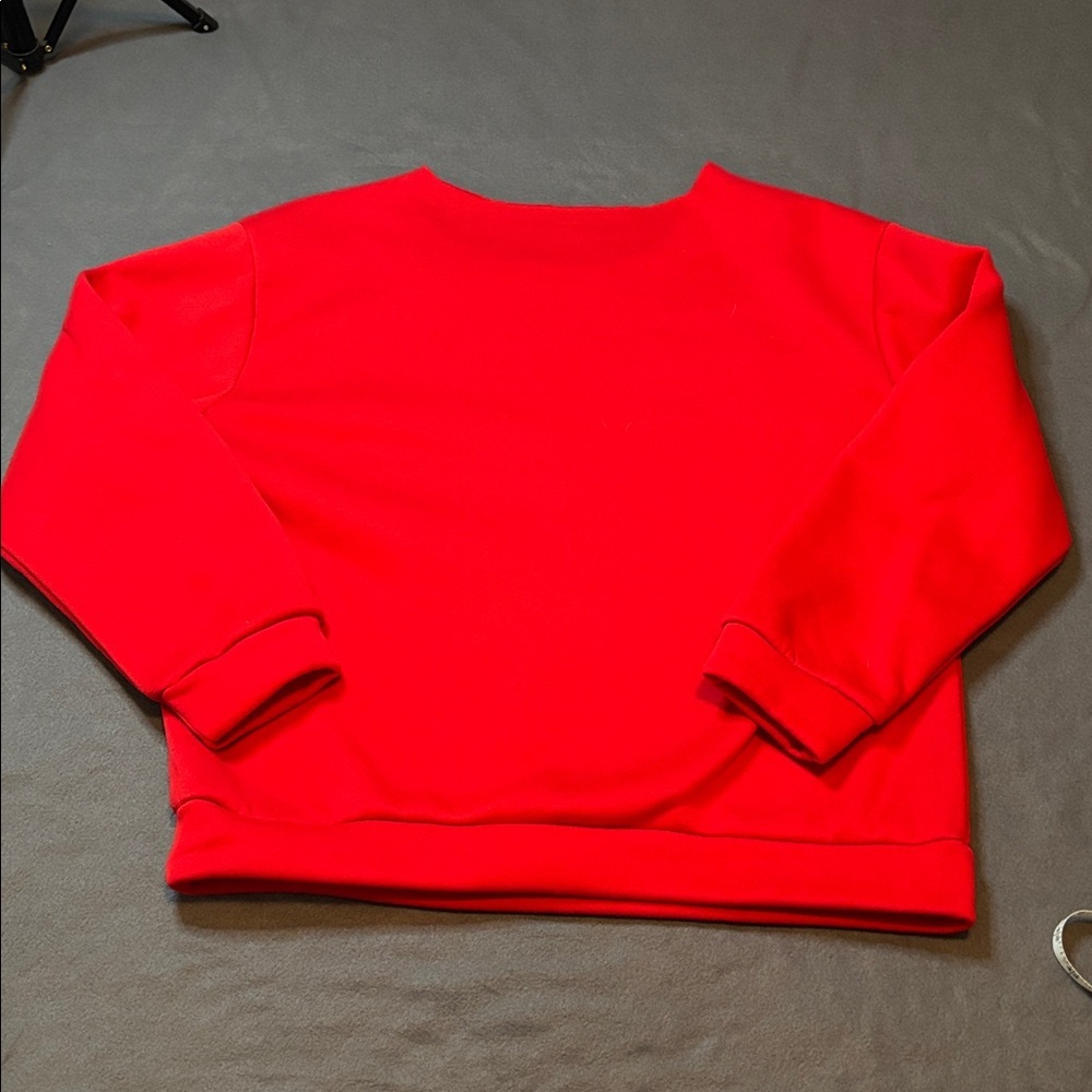 Love You More Cutoff Sweatshirt Long Sleeve Red Sz L - Picture 7 of 7